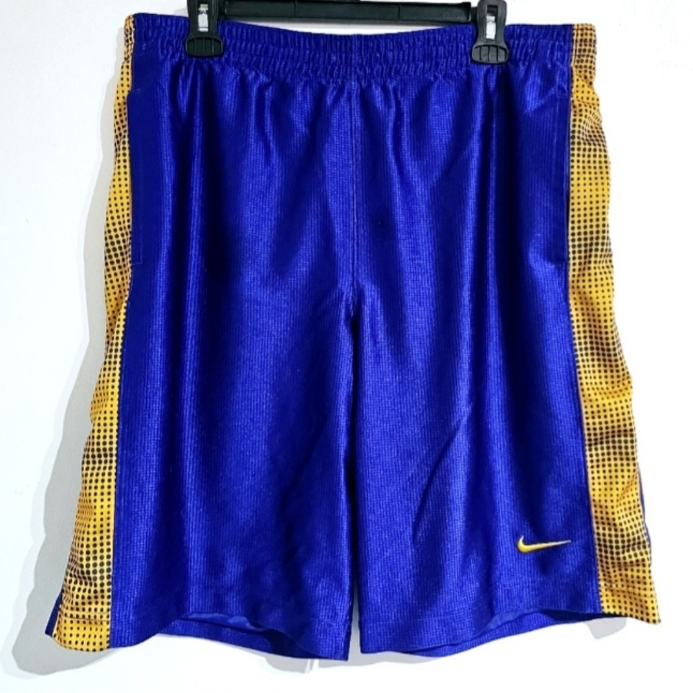 Nike Men's Medium Blue & Yellow Lightweight Athletic Basketball Shorts